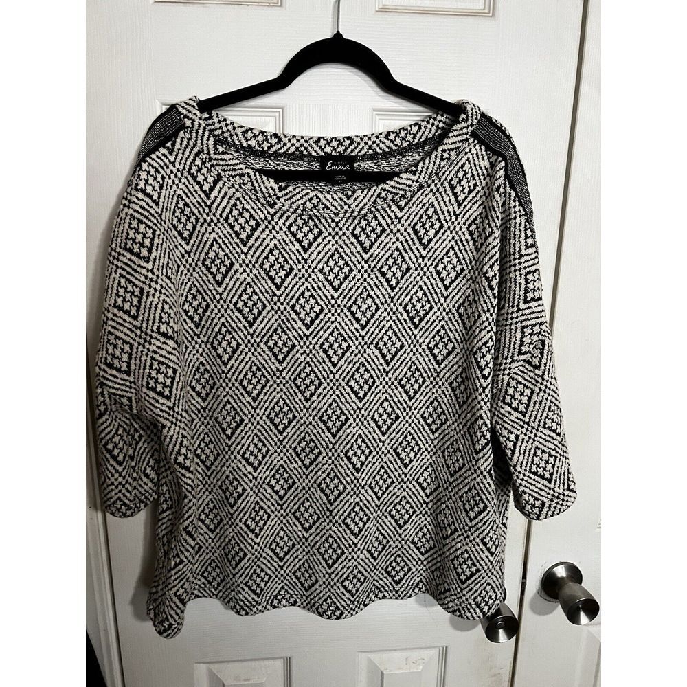 Simply Emma Sweater White Black pullover Women's Size 12X